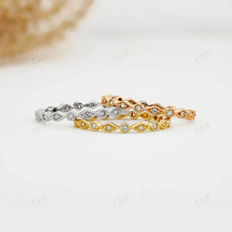 0.14CTW Lab Grown Diamond Art Deco Eternity Minimalist Stack Band