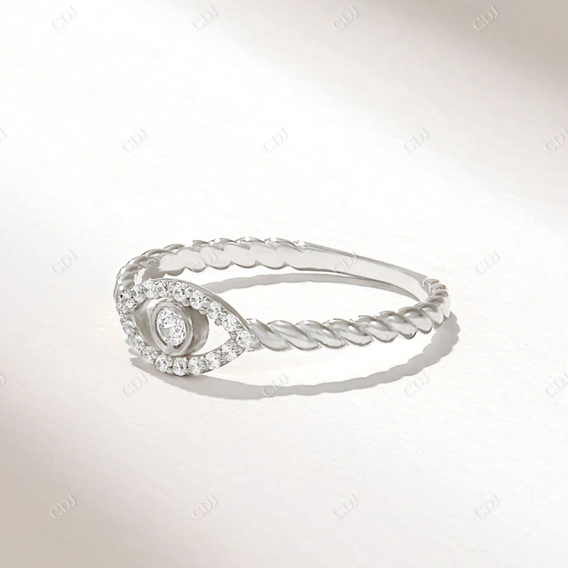 0.19CTW Natural Diamond Minimalist Evil Eye Ring