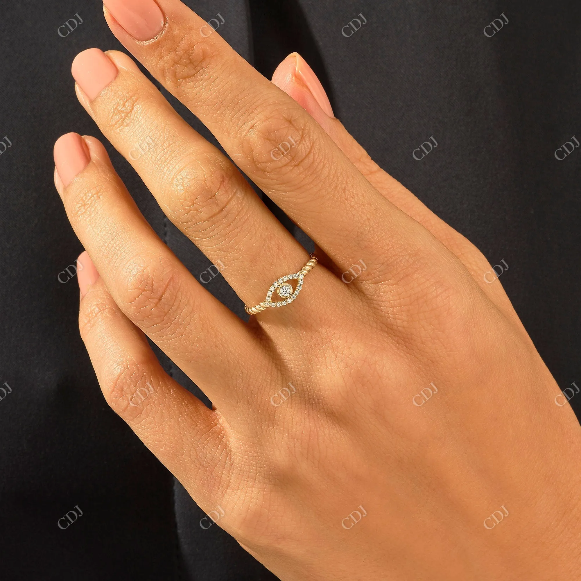 0.19CTW Natural Diamond Minimalist Evil Eye Ring