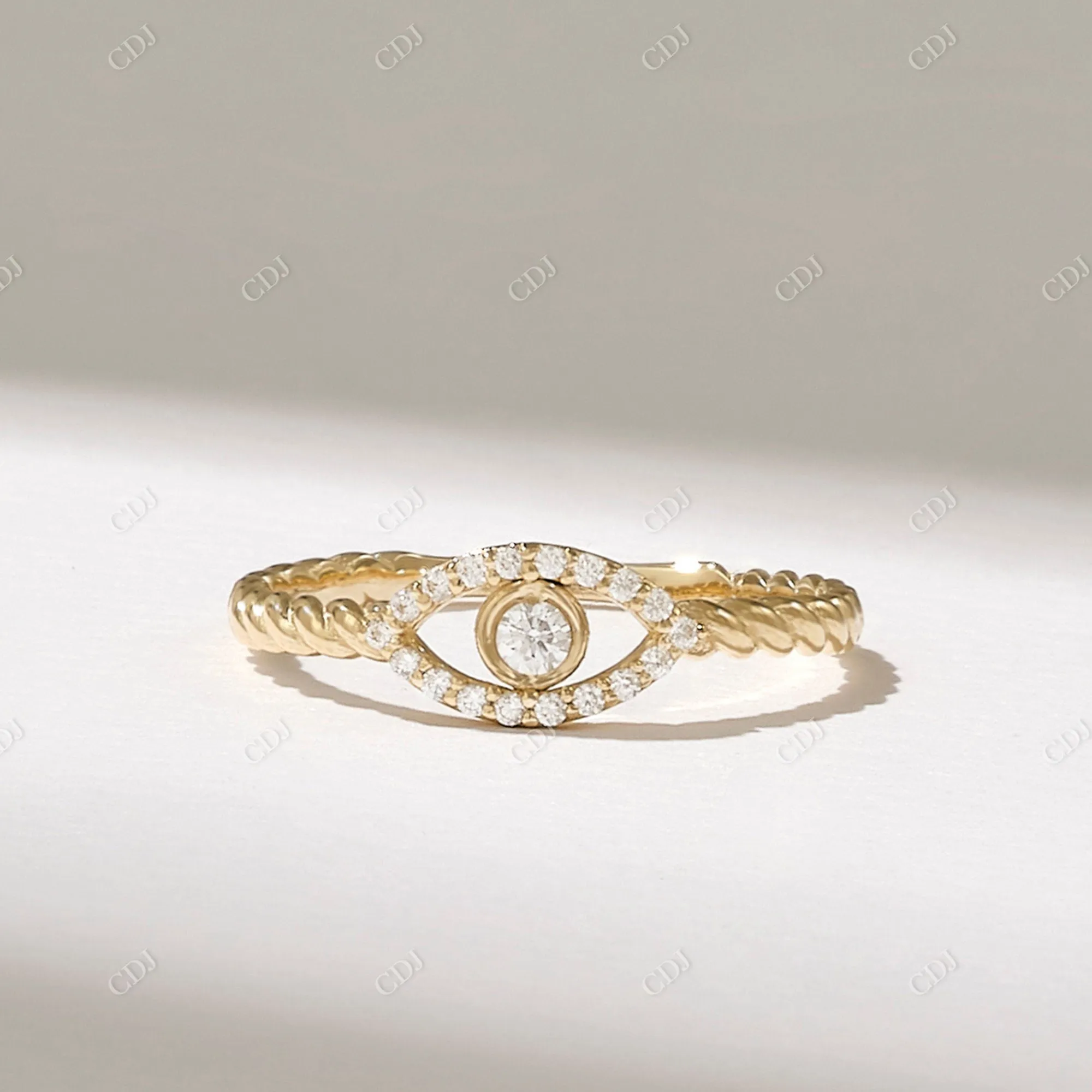 0.19CTW Natural Diamond Minimalist Evil Eye Ring