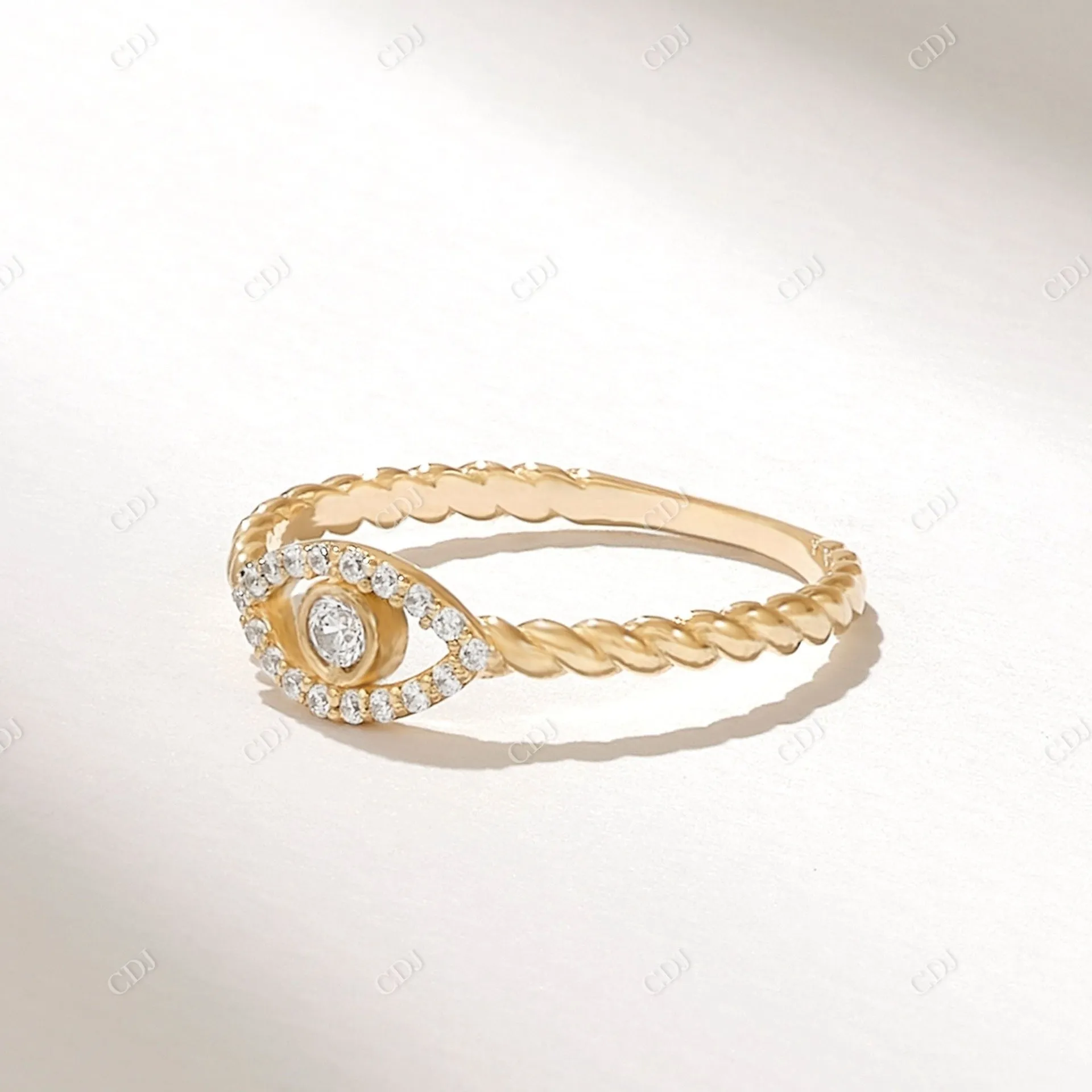 0.19CTW Natural Diamond Minimalist Evil Eye Ring