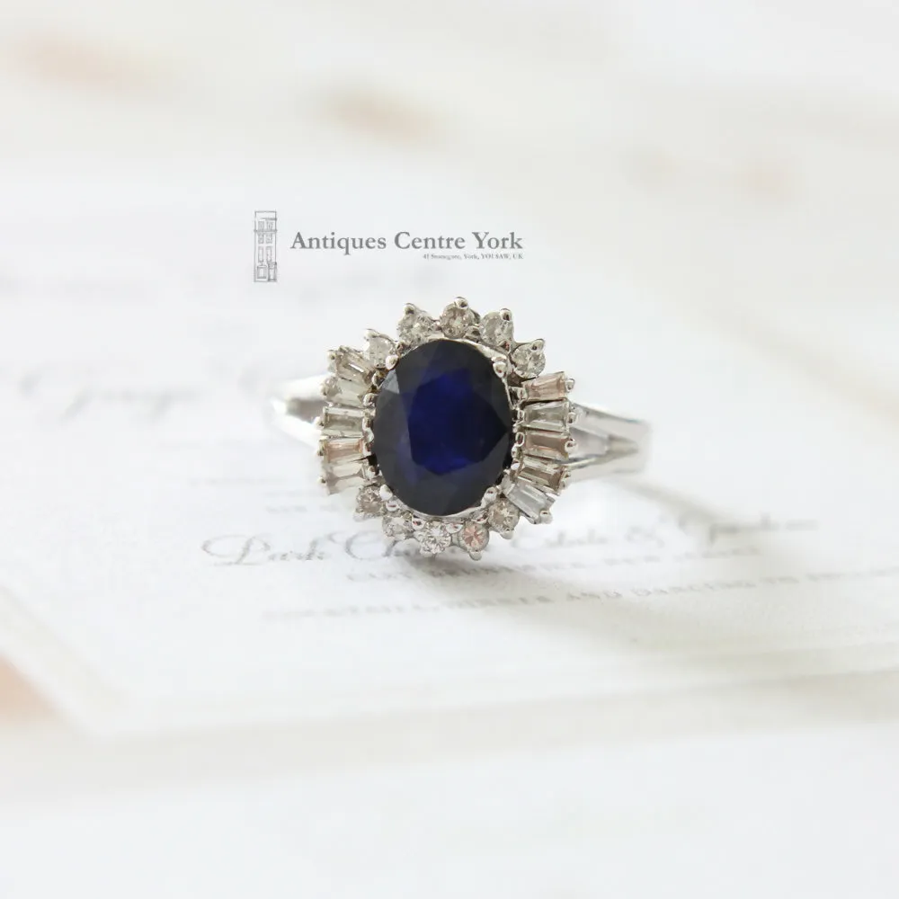 14ct White Gold Sapphire & Diamond Cluster Ring