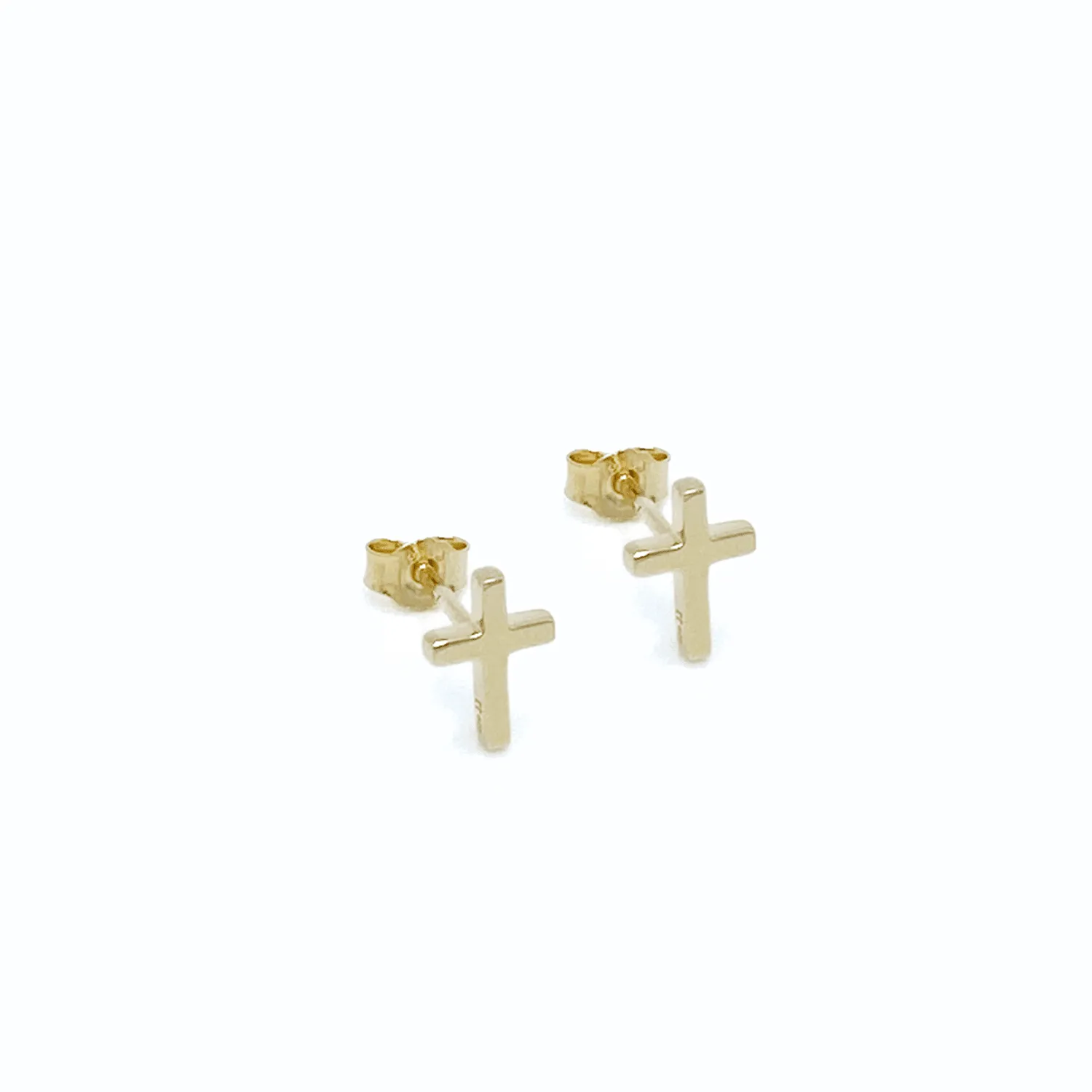 14k Gold Cross Stud Earrings