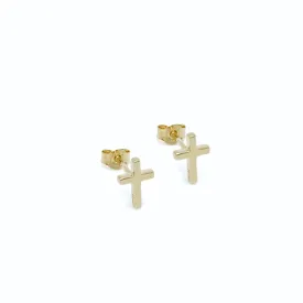 14k Gold Cross Stud Earrings