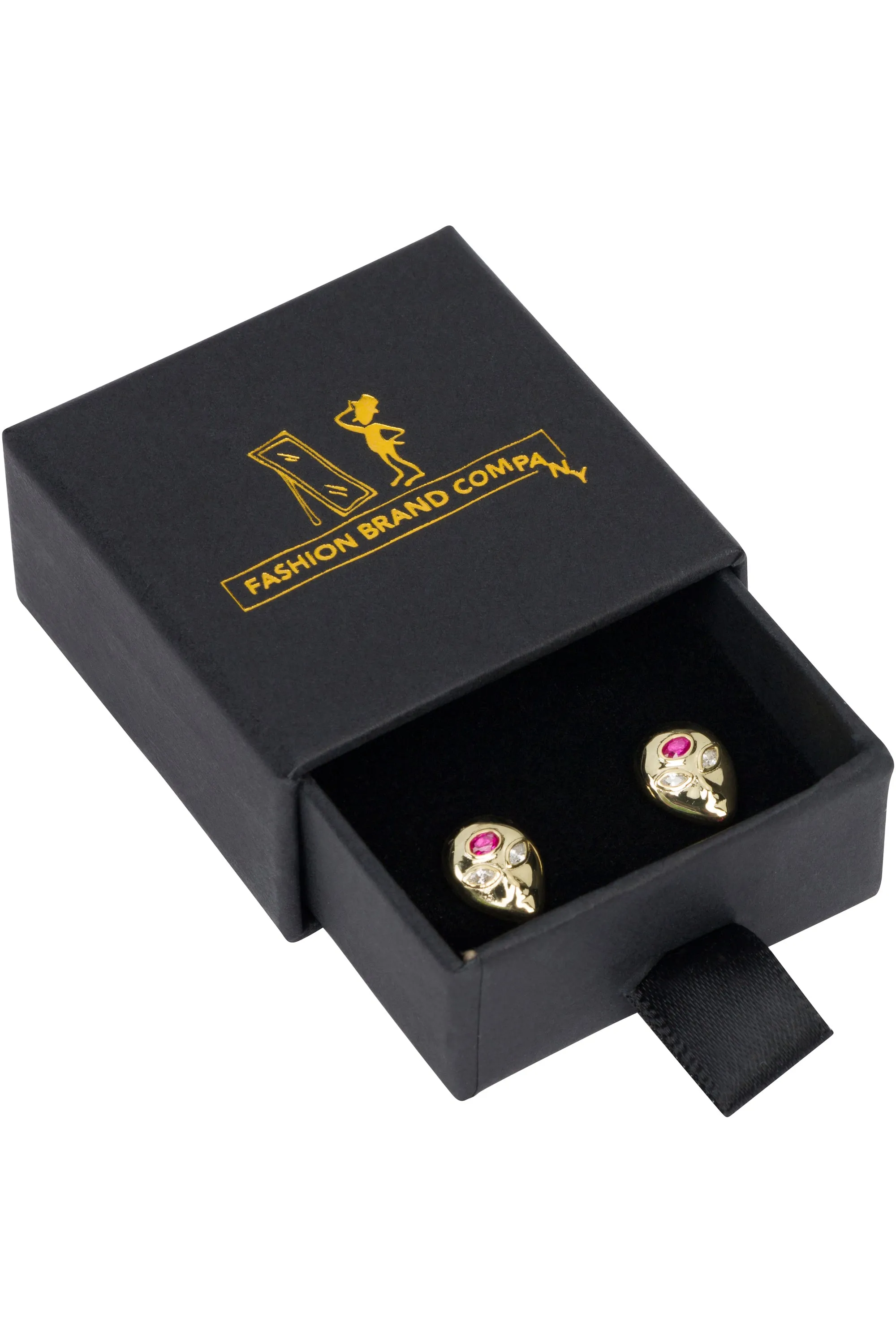 14K gold Filled Third Eye Alien Ruby Stud Earrings
