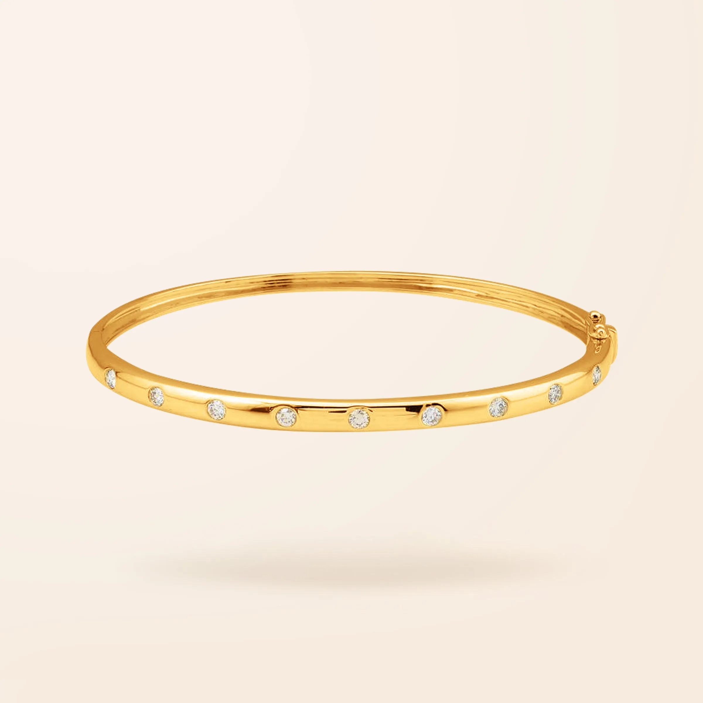 14K Gold Inlay Diamond Bangle