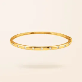 14K Gold Inlay Diamond Bangle