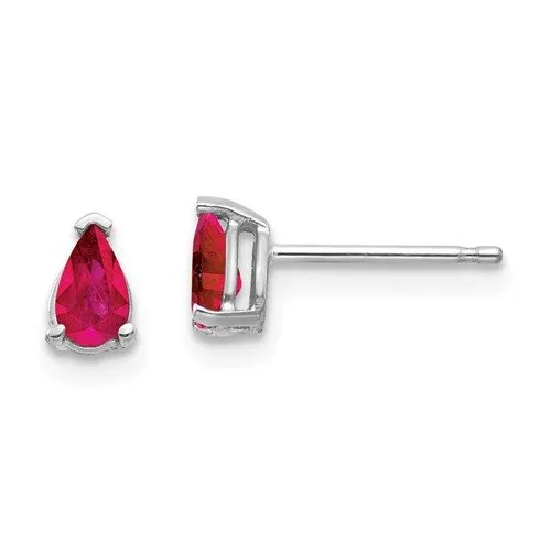 14KT GOLD 0.60 CTW PEAR RUBY STUD EARRINGS