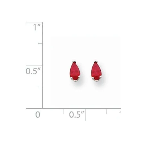 14KT GOLD 0.60 CTW PEAR RUBY STUD EARRINGS