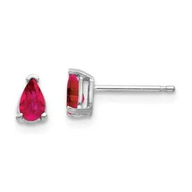 14KT GOLD 0.60 CTW PEAR RUBY STUD EARRINGS