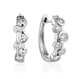 18ct White Gold Diamond Bubble Hoop Earrings