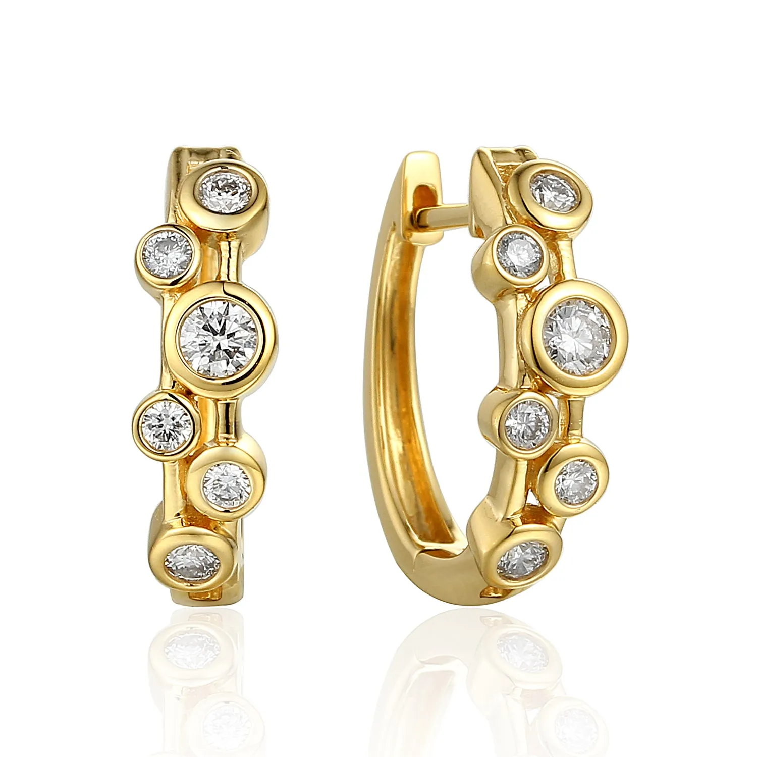 18ct Yellow Gold Diamond Bubble Hoop Earrings