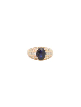 3.53ct Diamond Royal Blue Sapphire 18K Gold Cluster Ring