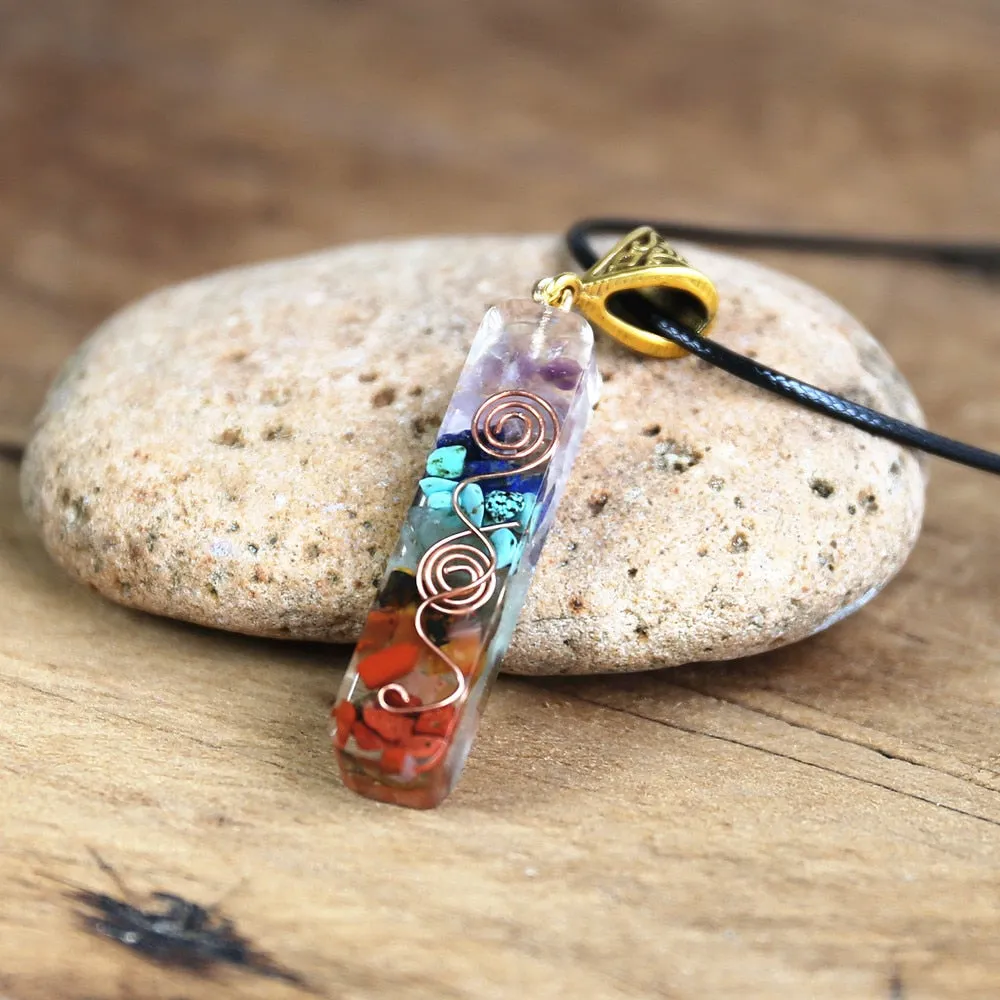 7 Chakra Energy Pendant Orgonite Necklace Rainbow Crystal Pendant Yoga Meditation Necklace Resin Jewelry For Women Men