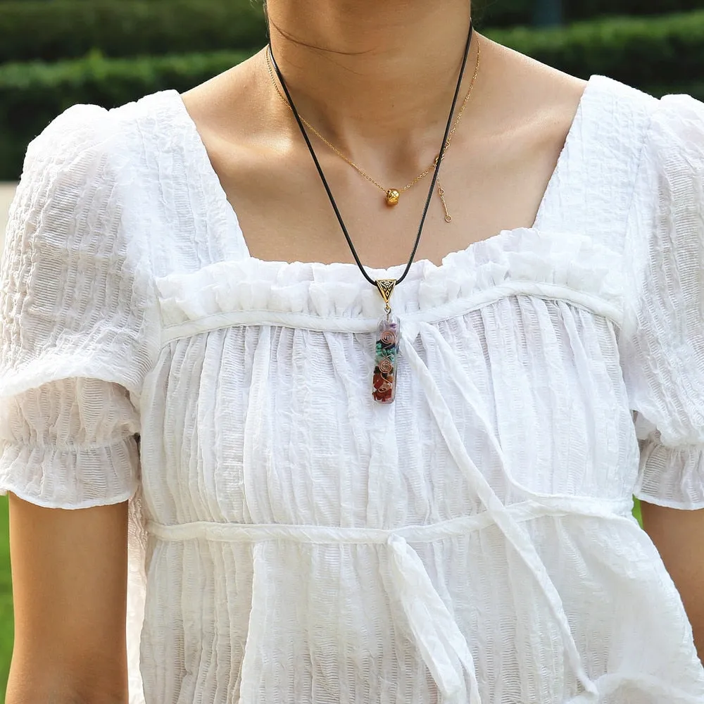 7 Chakra Energy Pendant Orgonite Necklace Rainbow Crystal Pendant Yoga Meditation Necklace Resin Jewelry For Women Men