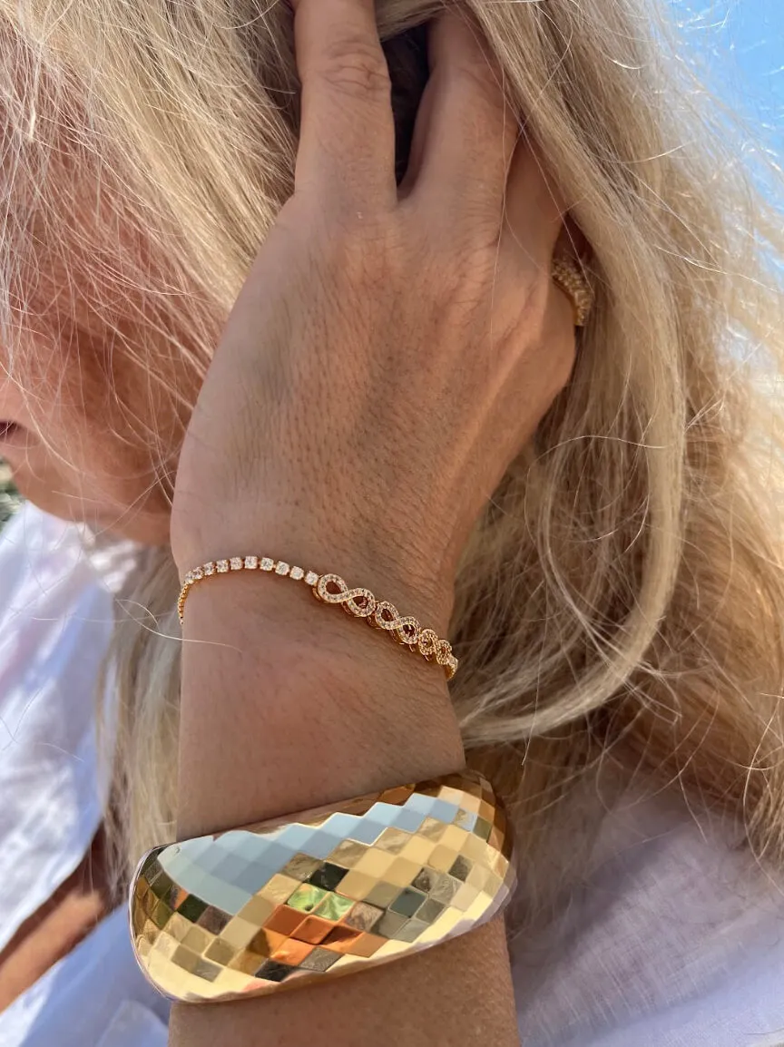 Abstract Hinged Contemporary Bracelet In Gold-Tone