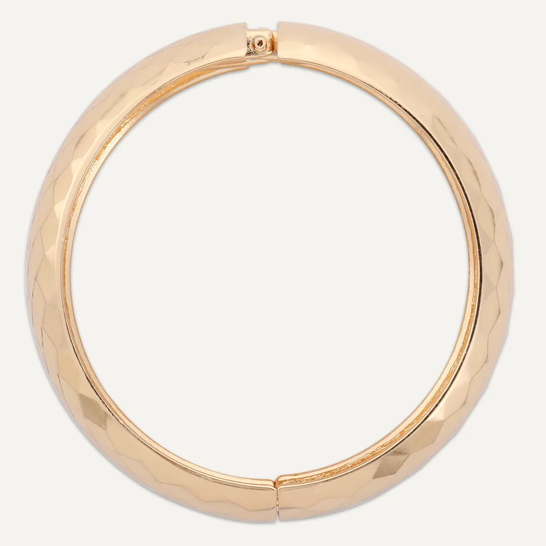 Abstract Hinged Contemporary Bracelet In Gold-Tone