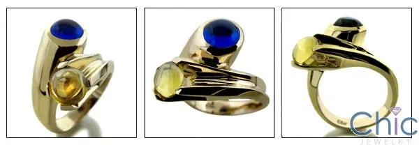 Anniversary Sapphire Ct Canary Capushon Cubic Zirconia Cz Ring