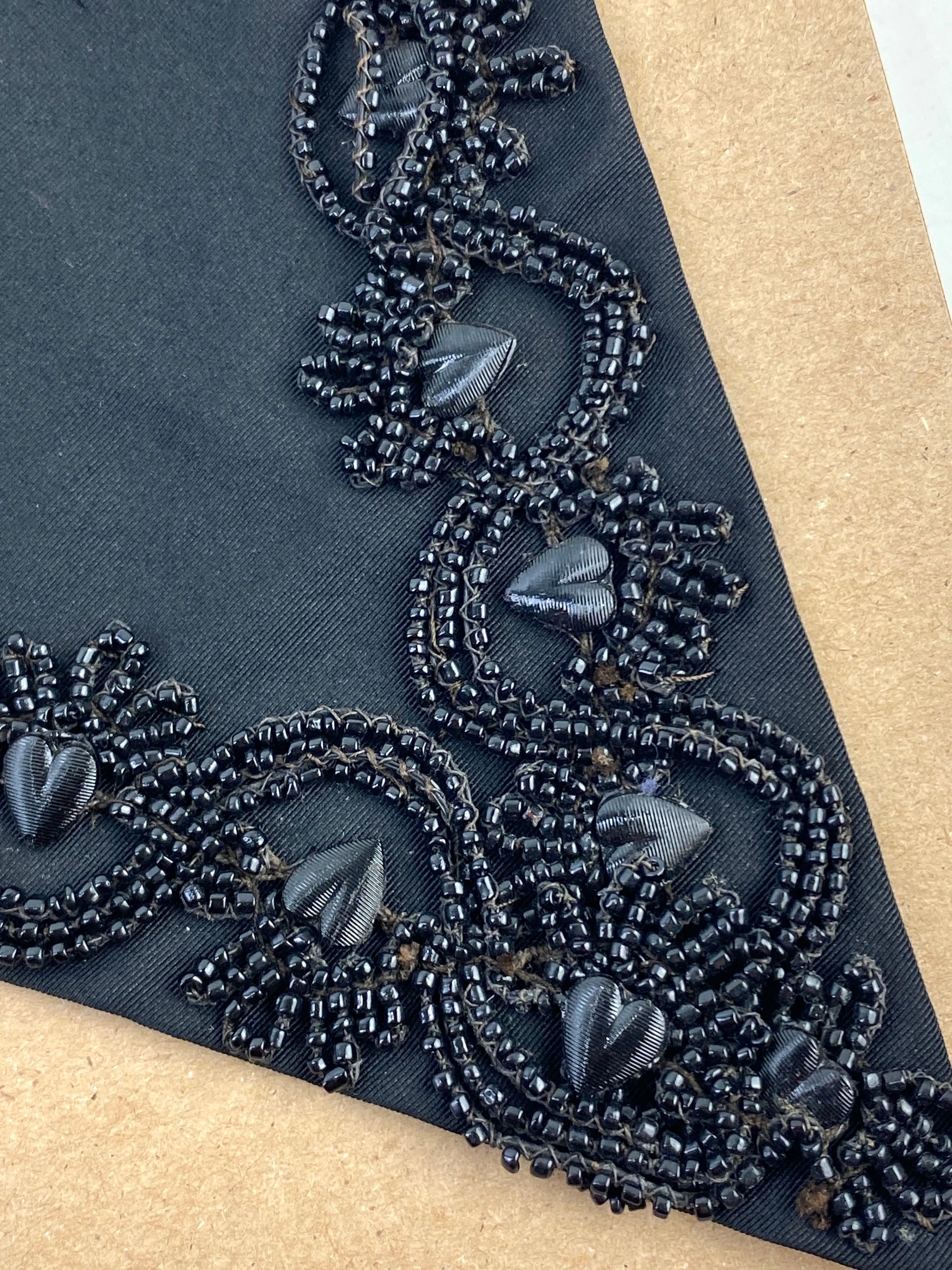 Antique Victorian Black Beaded Angular Cuffs