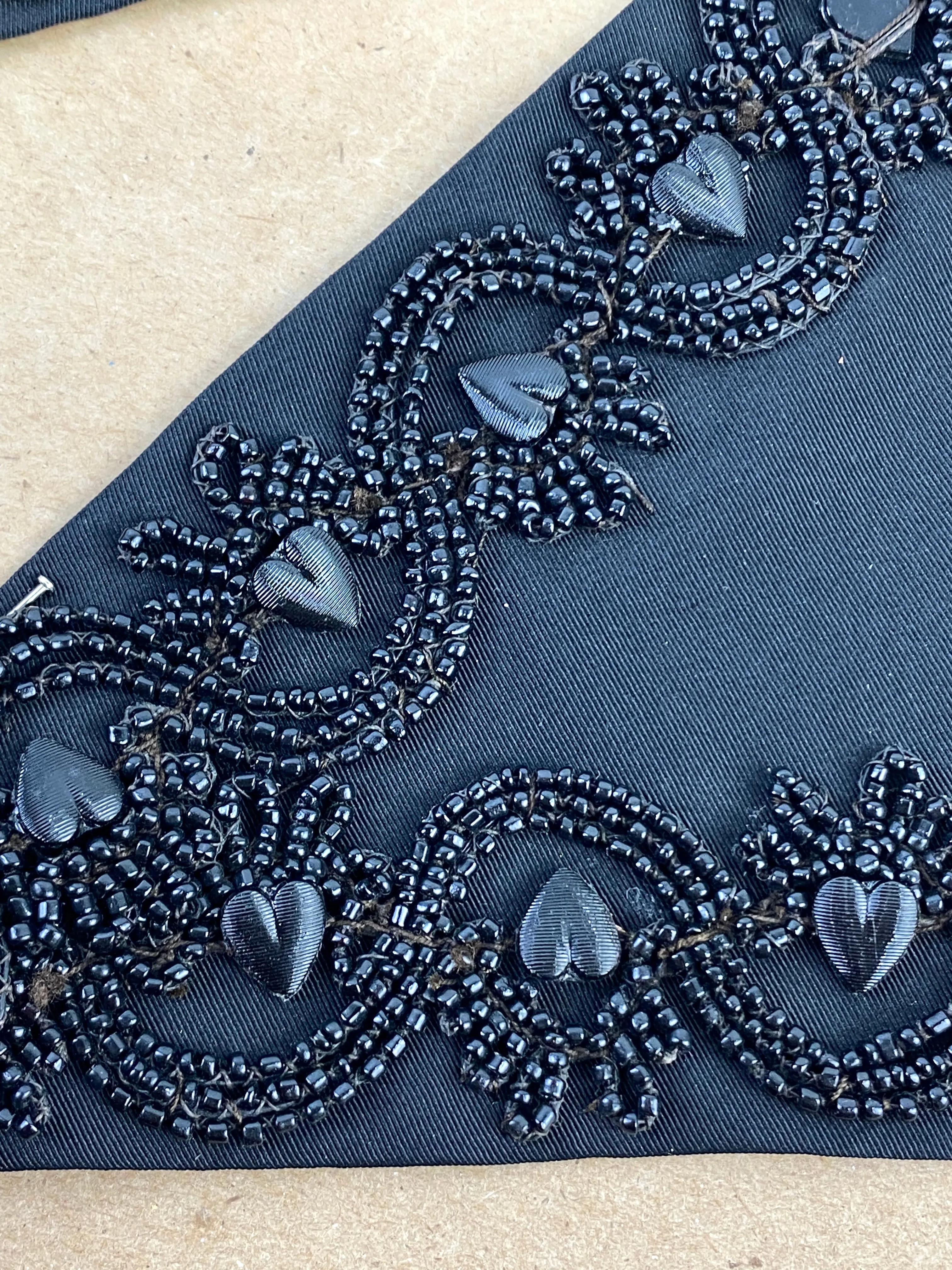 Antique Victorian Black Beaded Angular Cuffs