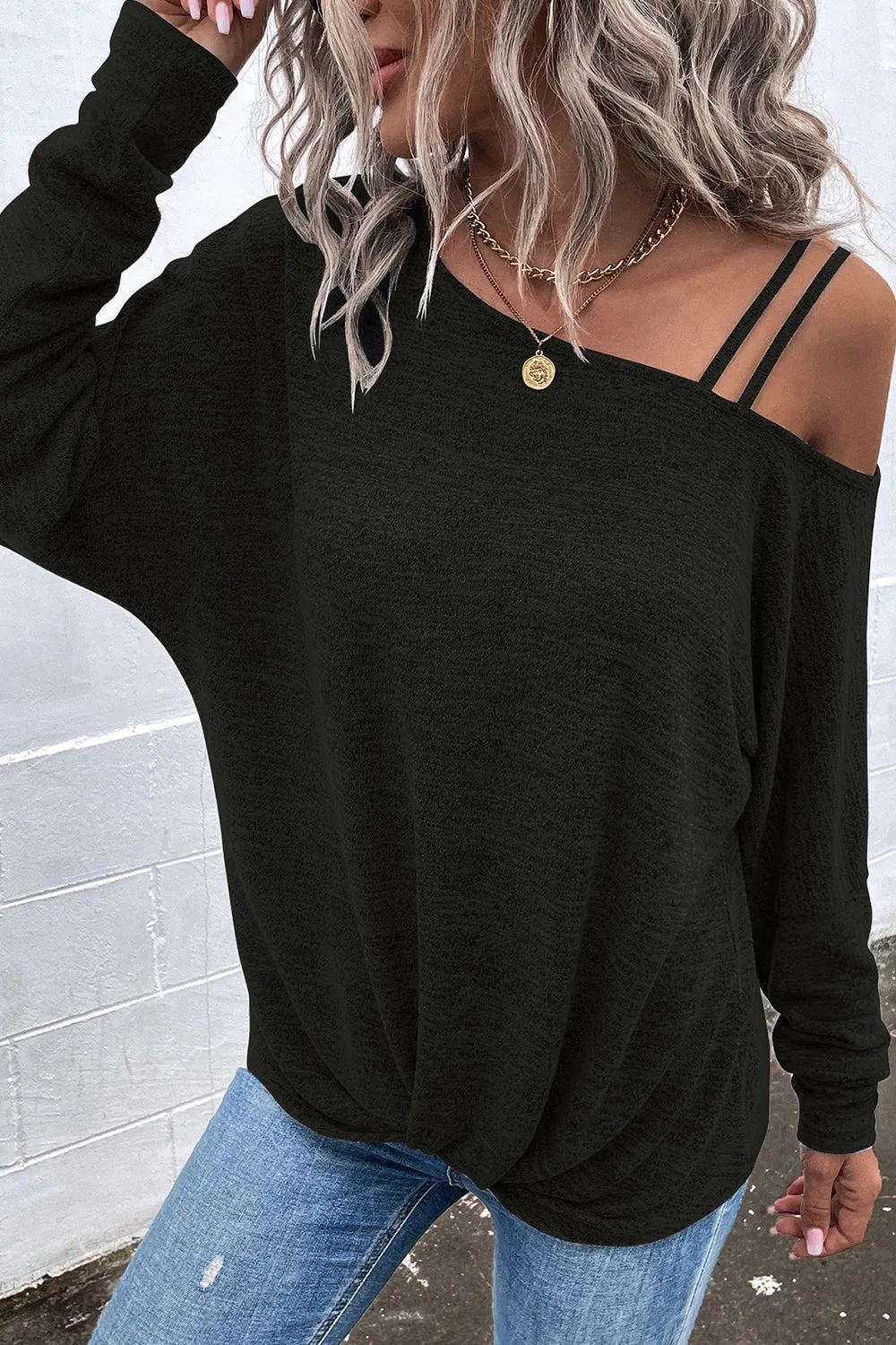 *APP EXCLUSIVE* Asymmetrical Neck Cold Shoulder Top