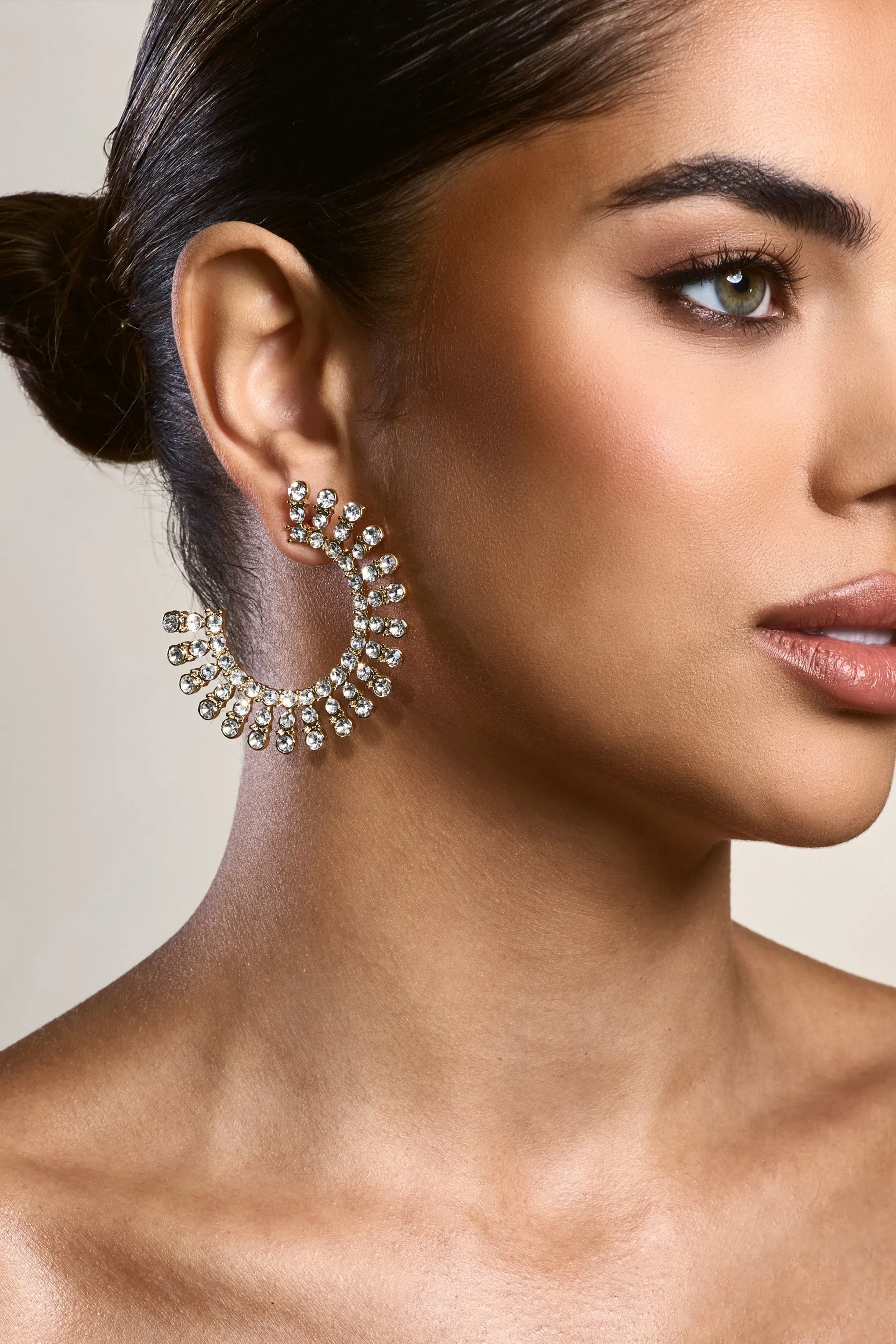 As I Please | Gold Diamante Statement Earrings