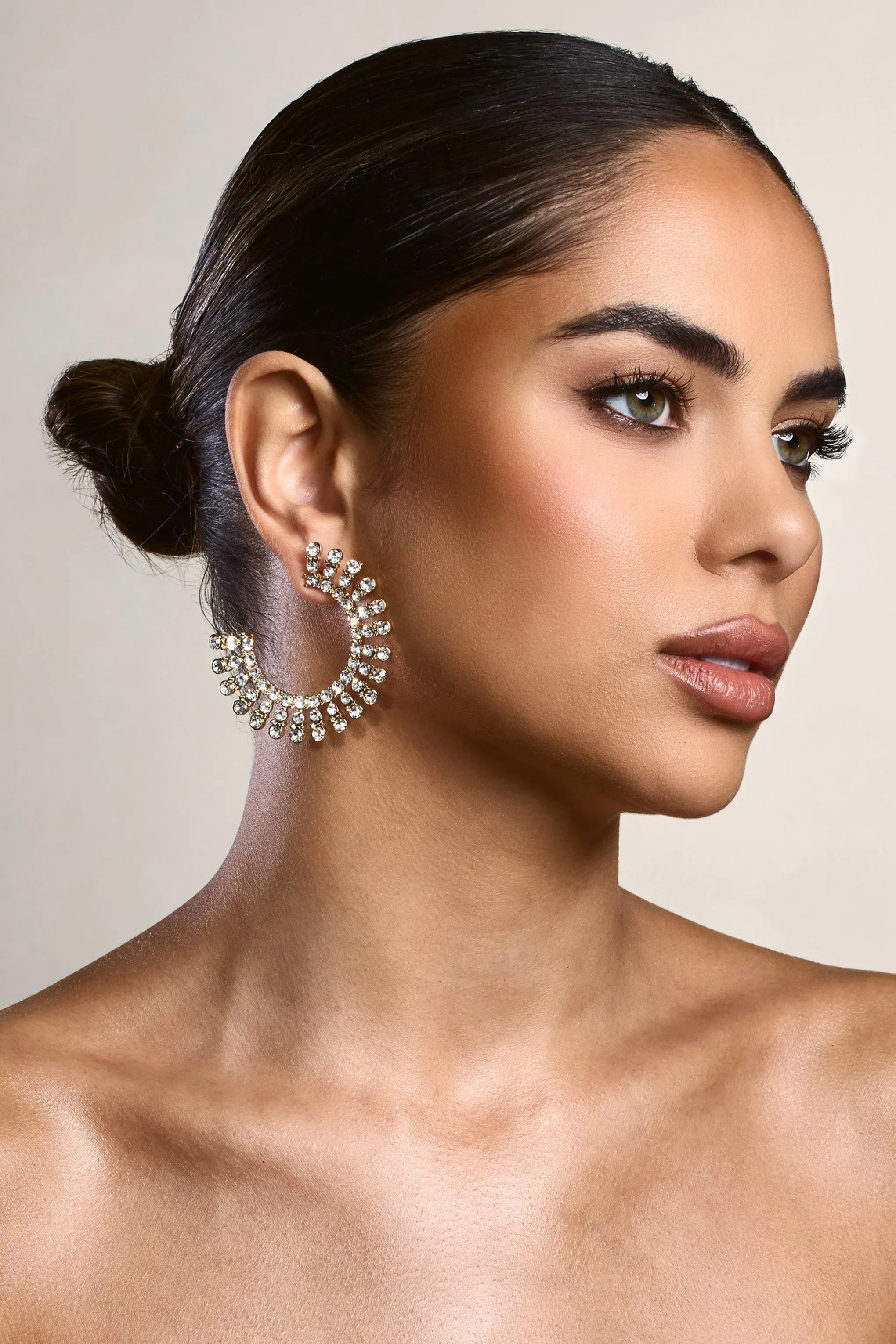 As I Please | Gold Diamante Statement Earrings