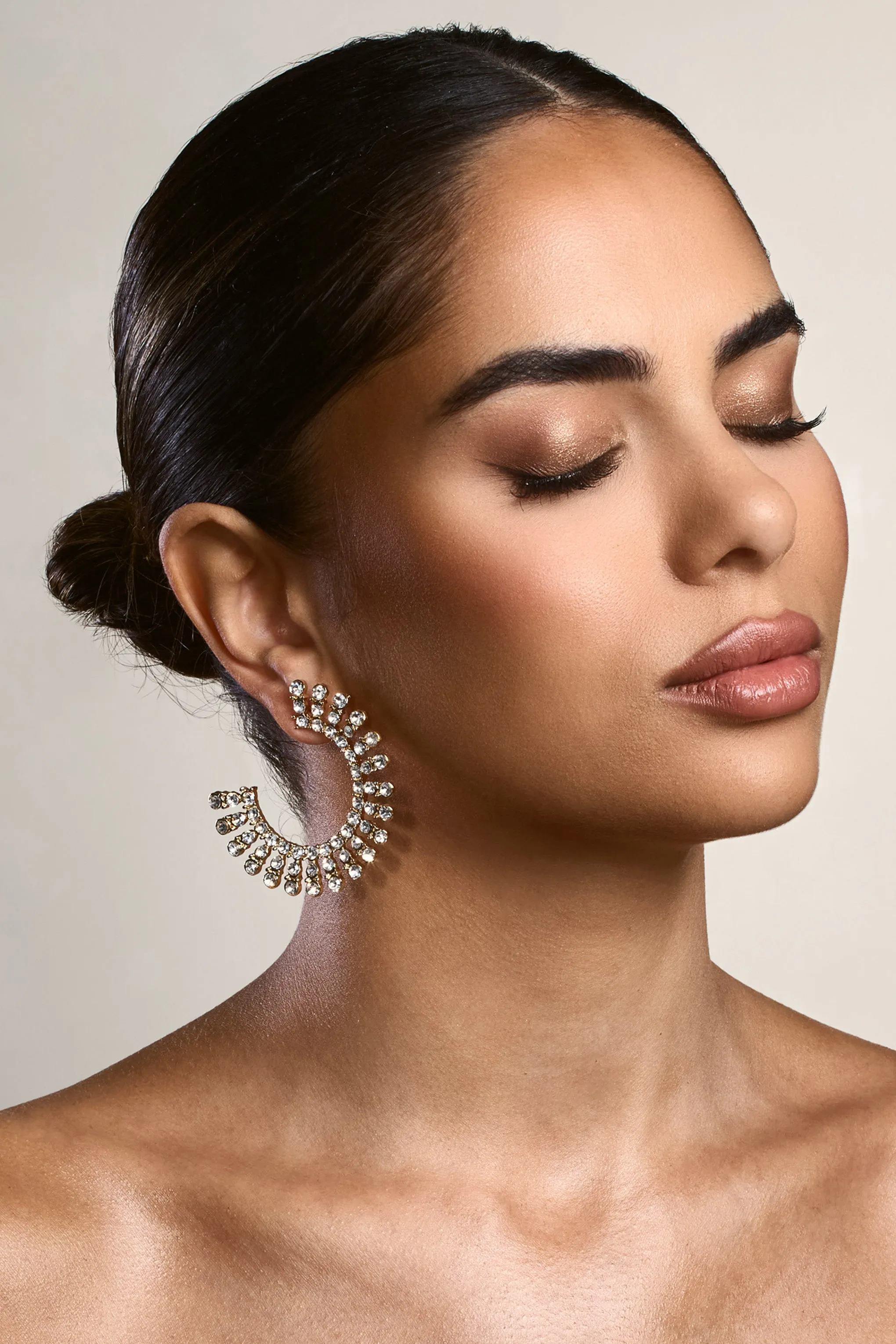 As I Please | Gold Diamante Statement Earrings