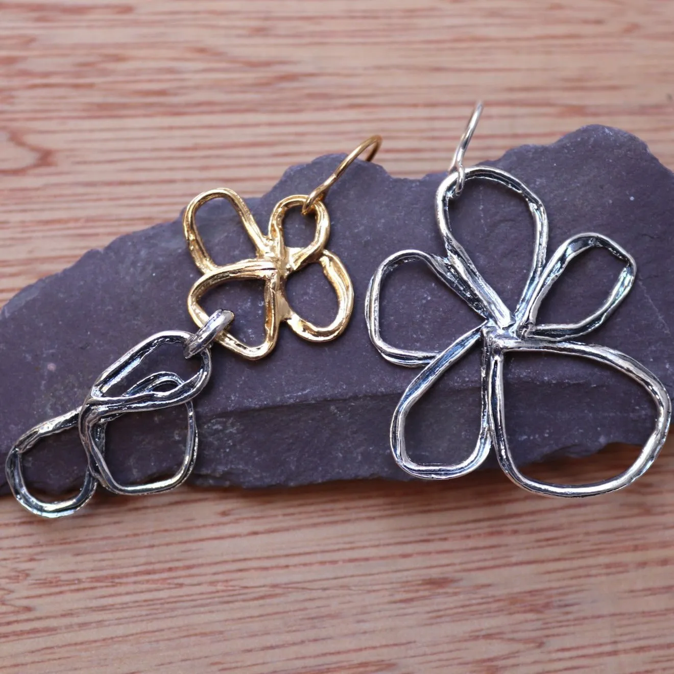 Asymmetrical Flower Statement Drop Earrings