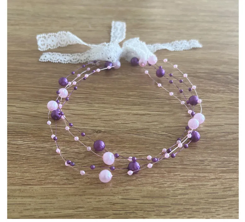 Babymoon Baby Girl' s Pearl Designer Headband | Girls Hair Accessories | Purple-Pink
