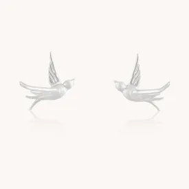 Bird Silver Stud Earrings