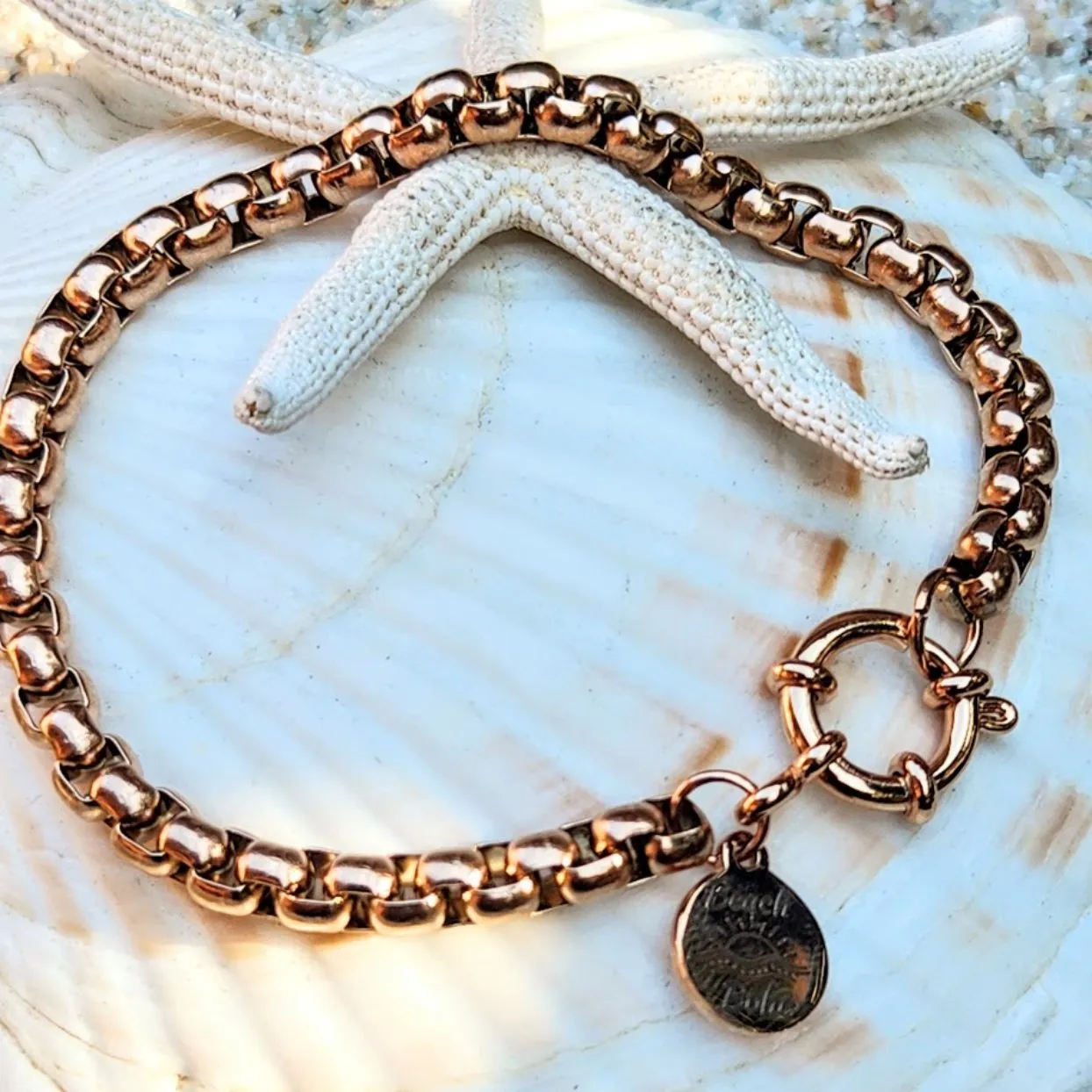 BLETCHER OR WHEAT CHAIN ROSE GOLD WATERPROOF BRACELETS