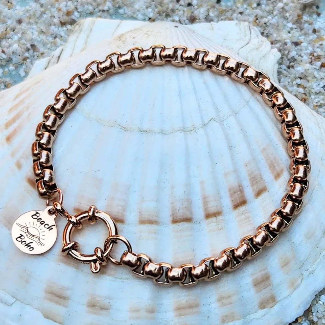 BLETCHER OR WHEAT CHAIN ROSE GOLD WATERPROOF BRACELETS