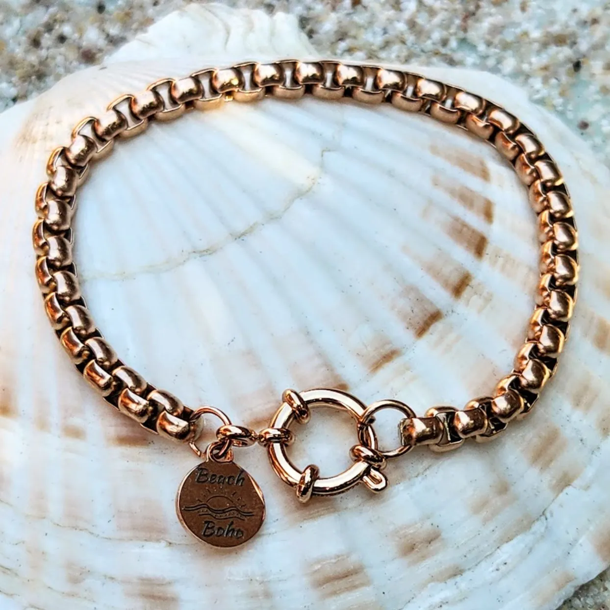 BLETCHER OR WHEAT CHAIN ROSE GOLD WATERPROOF BRACELETS