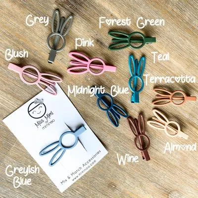 Bunny Rabbit Hair Clips Greyish Blue