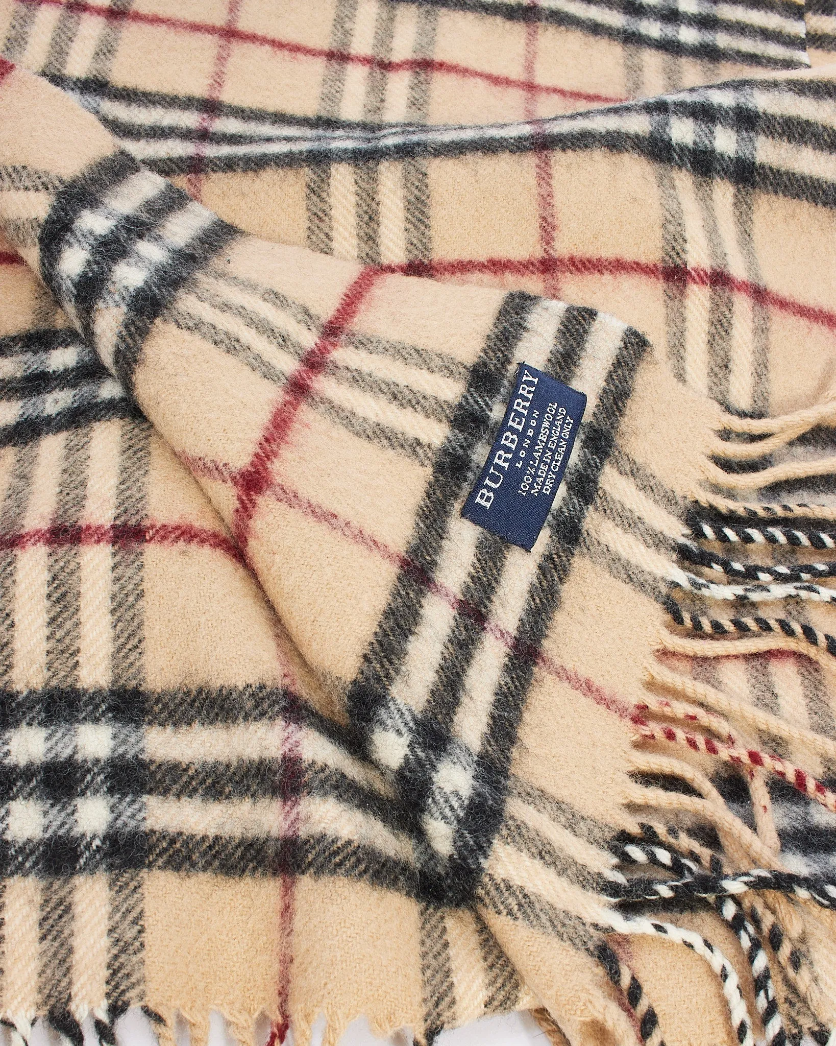 Burberry Beige Classic Check Wool Scarf