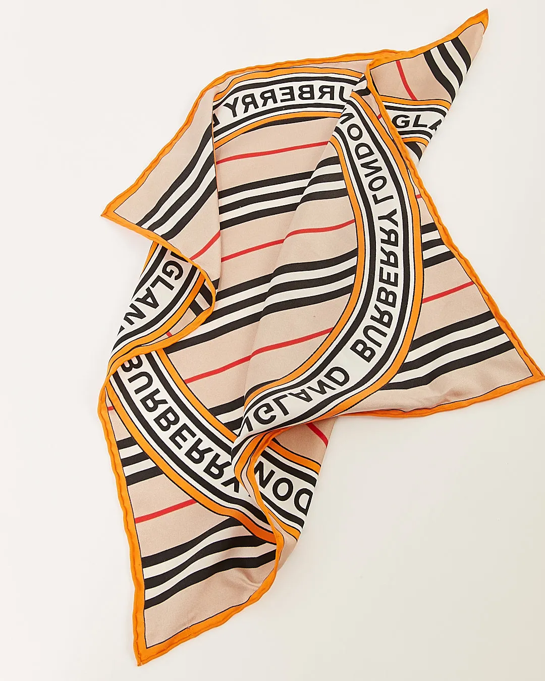 Burberry Orange/Beige House Check Silk Scarf