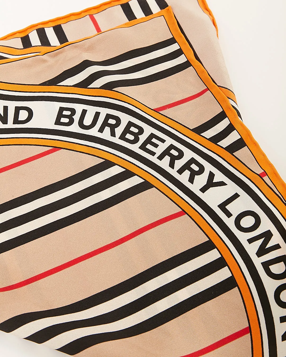 Burberry Orange/Beige House Check Silk Scarf