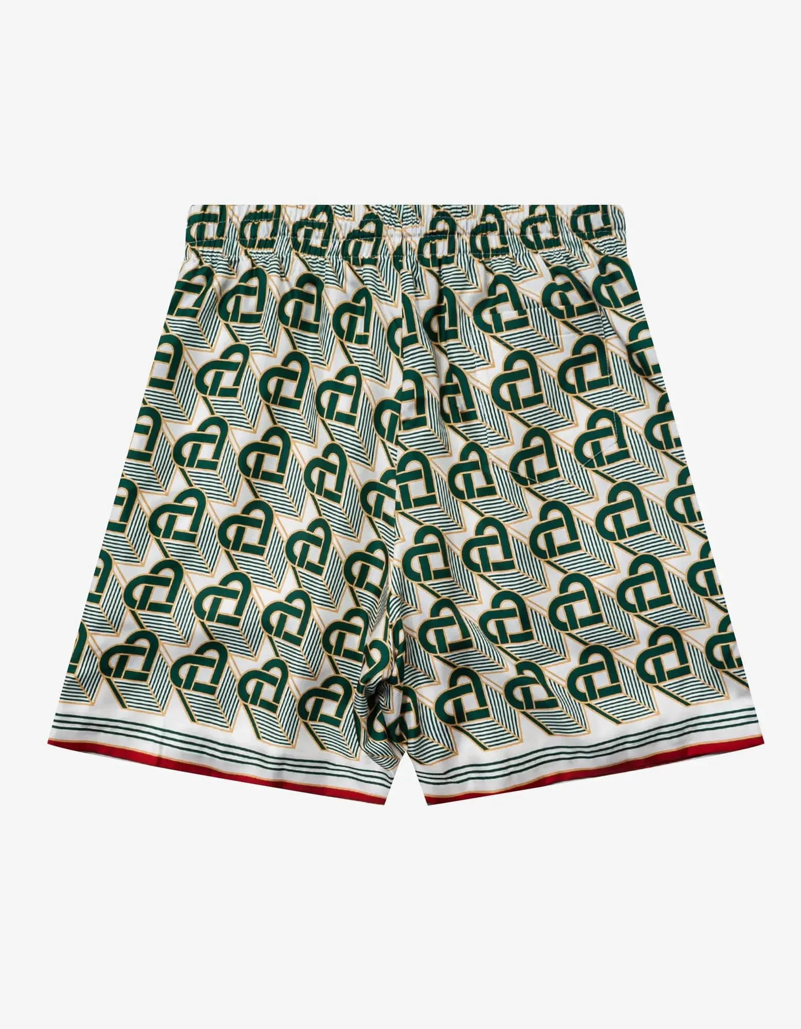 Casablanca Green Heart Monogram Silk Shorts