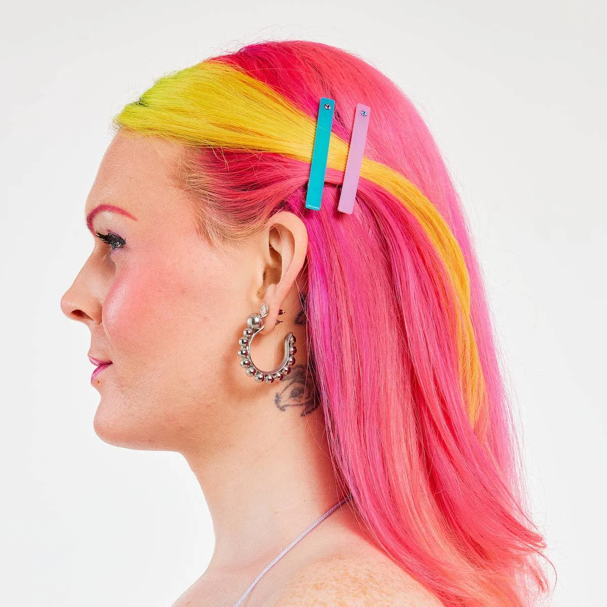 CHUNKS - Allie Clips in Turquoise   Lilac
