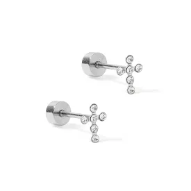 Clara Silver Cross Screwback Stud Earrings