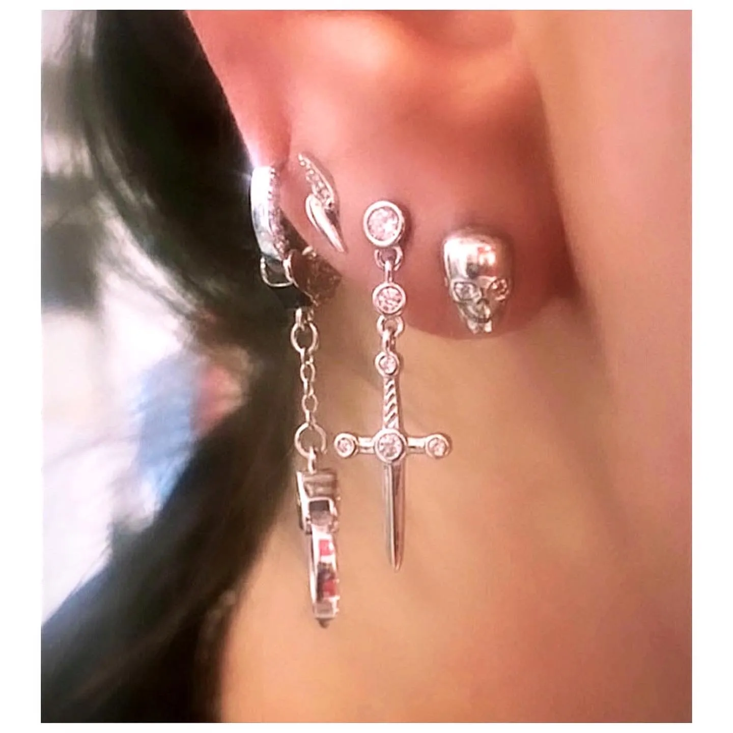Dangling Dagger Stud Earring