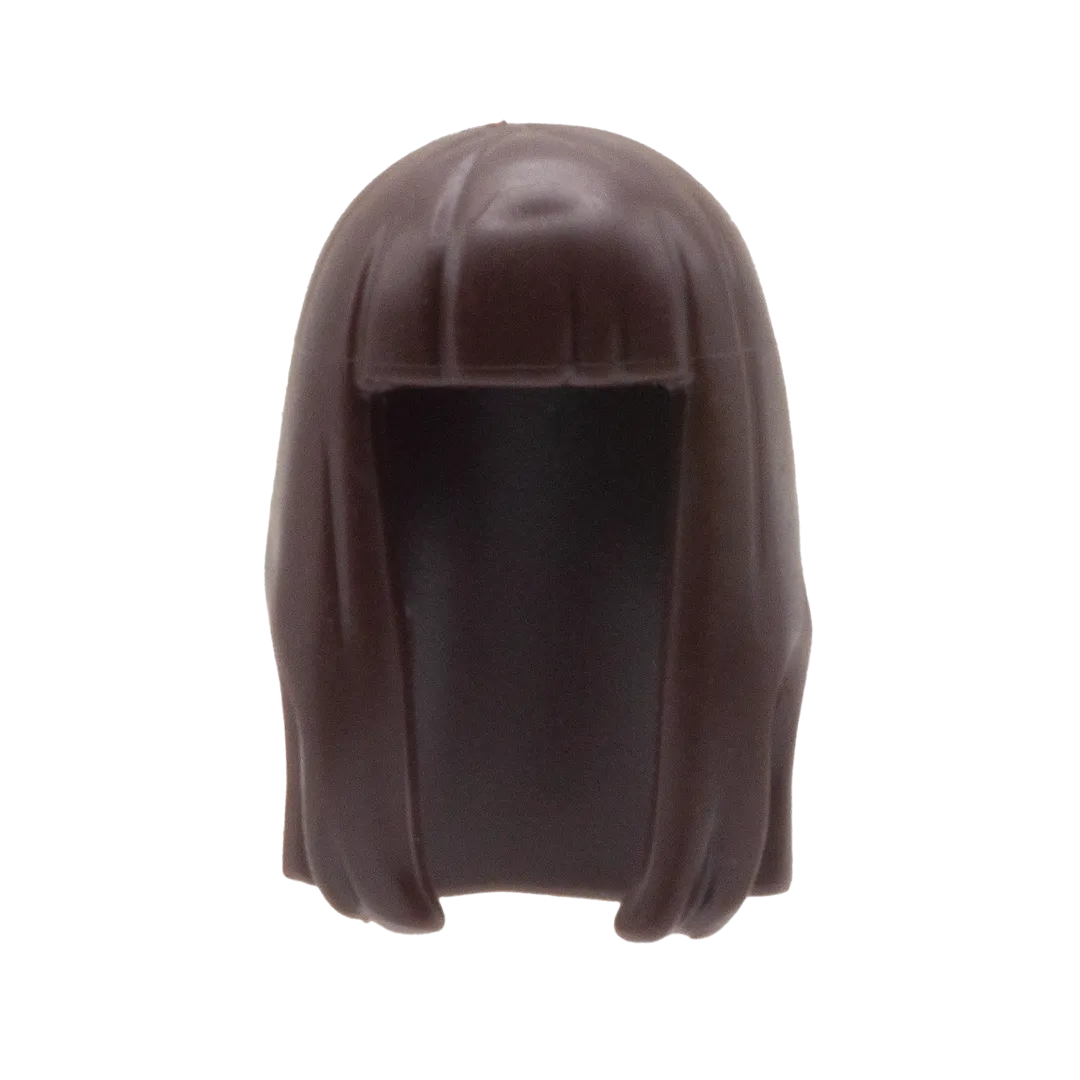 Dark Brown Over Shoulder with Blunt Fringe - LEGO Minifigure Hair