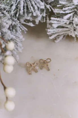 Delicate Promises Bow Earrings - Gold