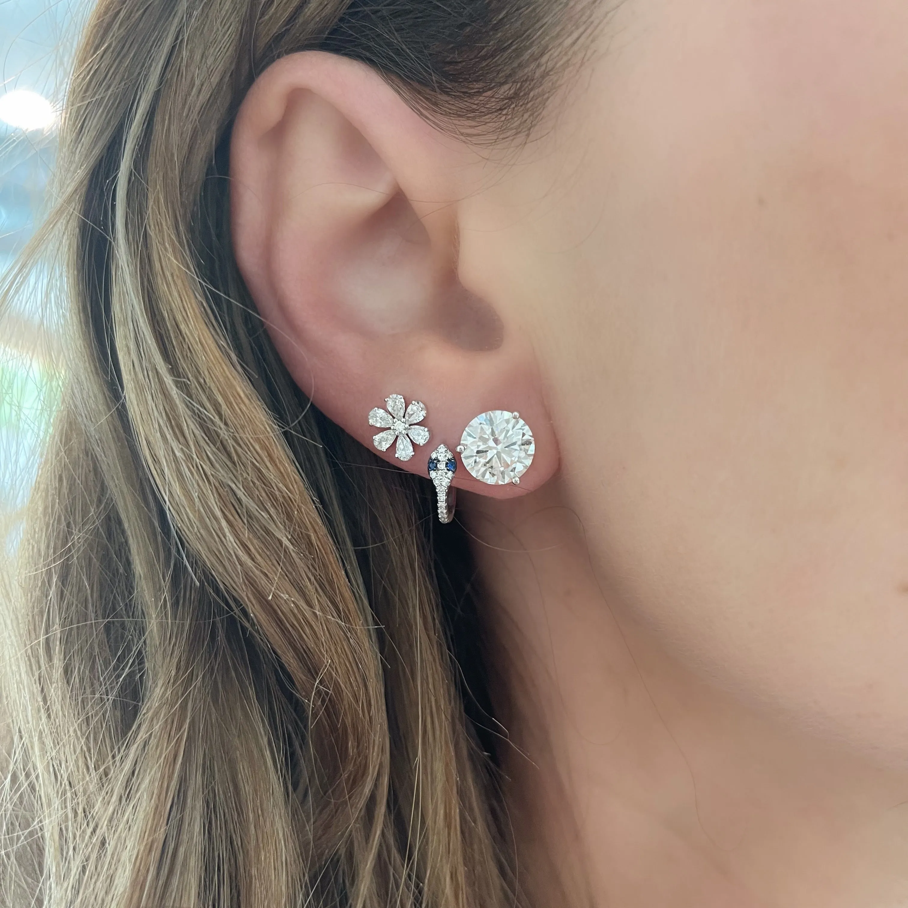 Diamond Daisy Stud Earrings