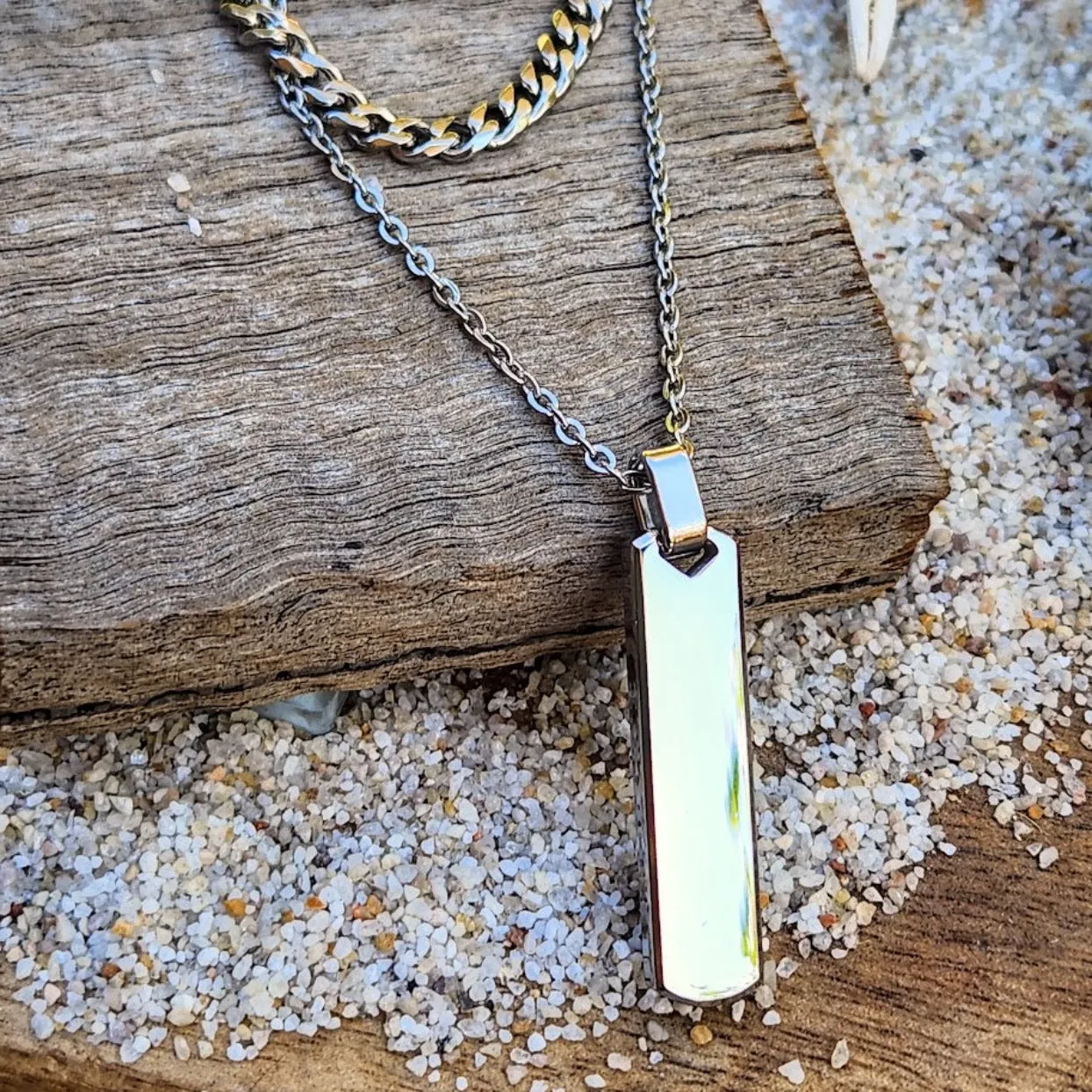 DOUBLE TAG CHAIN  - SILVER WATERPROOF NECKLACE