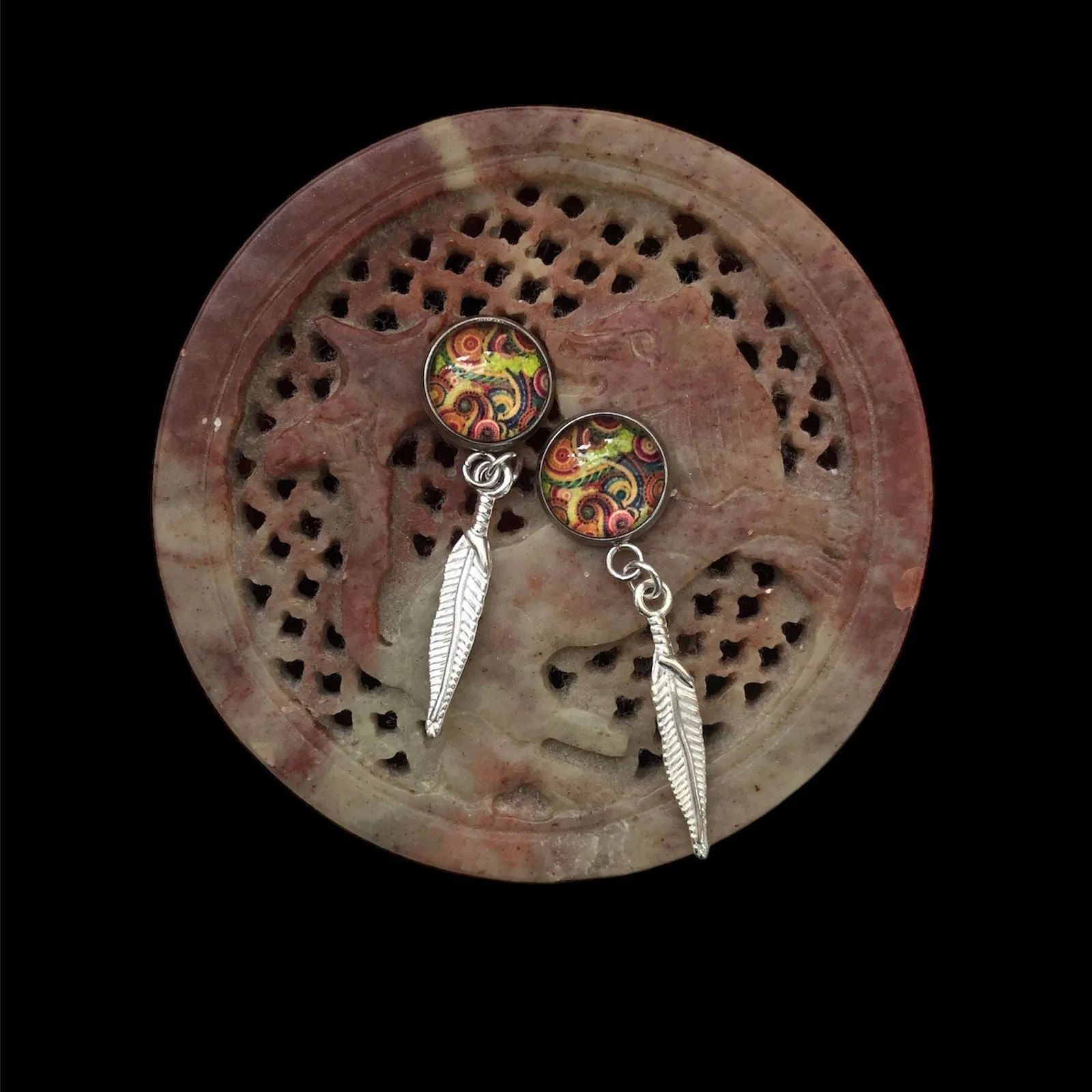Feathers Silver plated Stud Earrings