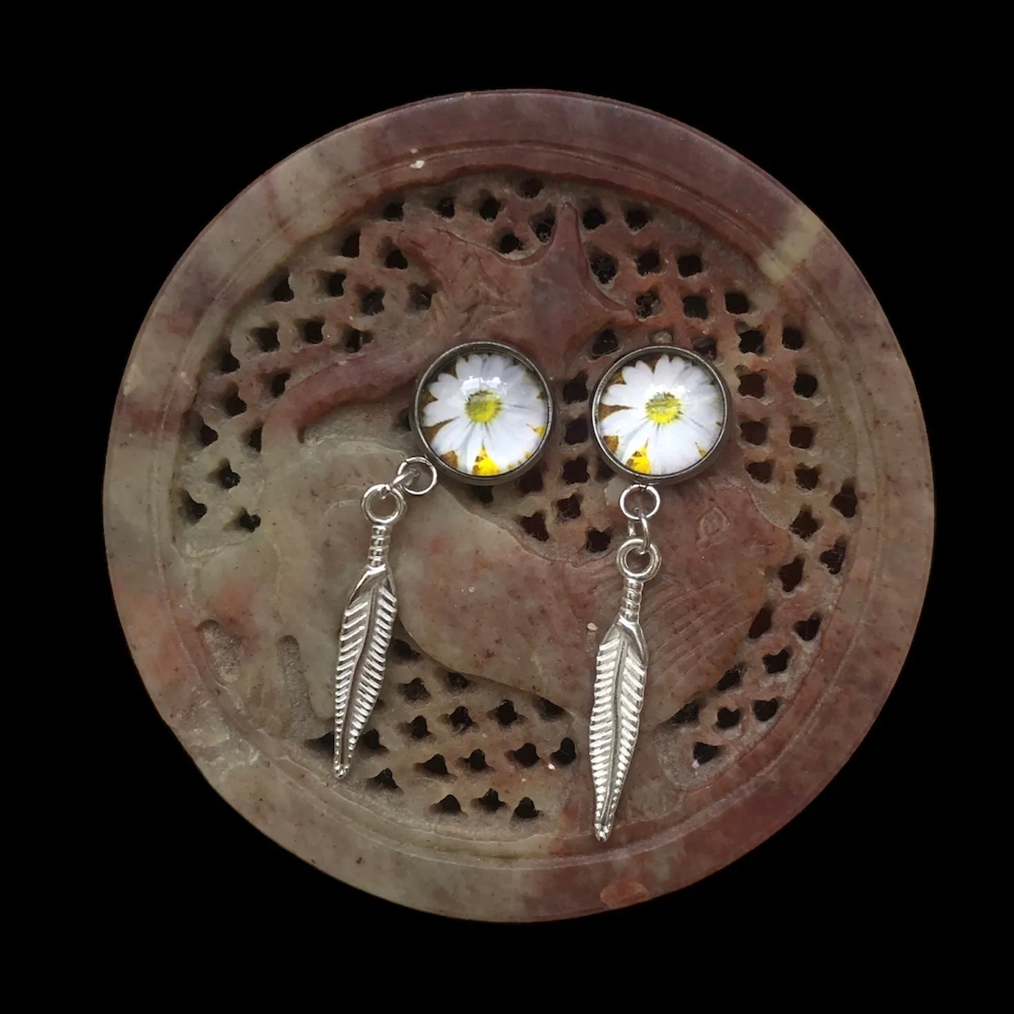 Feathers Silver plated Stud Earrings