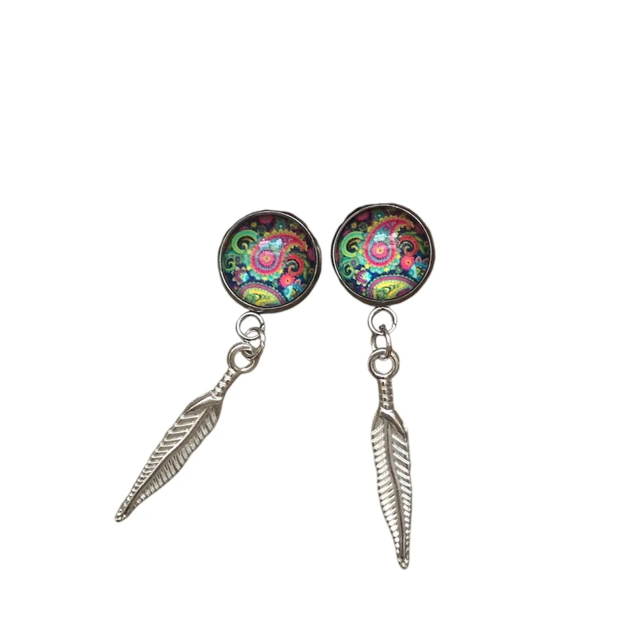 Feathers Silver plated Stud Earrings