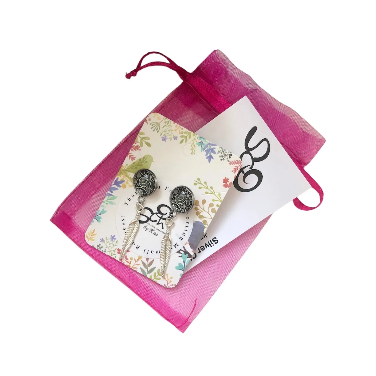 Feathers Silver plated Stud Earrings